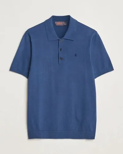 Morris Cenric Cotton Knitted Short Sleeve Polo Navy