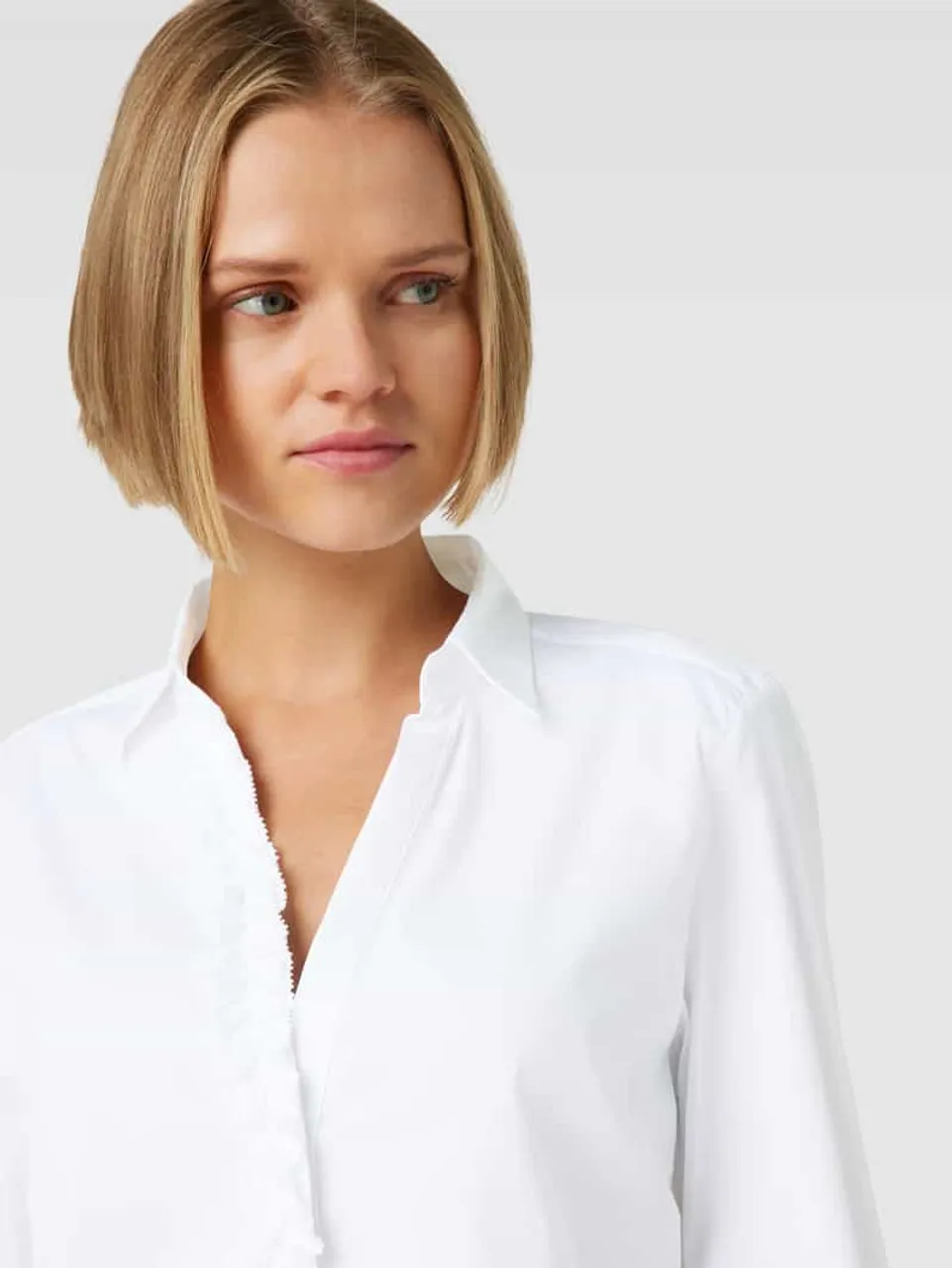 MOS MOSH Hemdbluse mit Rüschen Modell 'Sybel' in Weiss