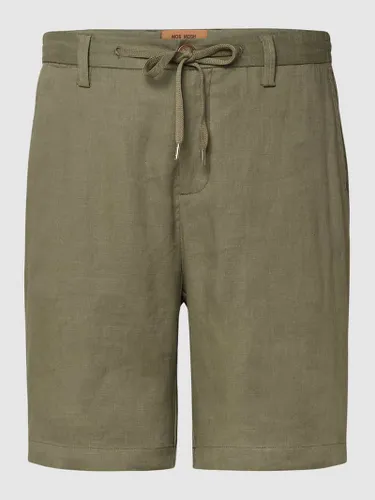 MOS MOSH Leinenshorts mit teilelastischem Bund Modell 'Hunt Linen Shorts' in Khaki