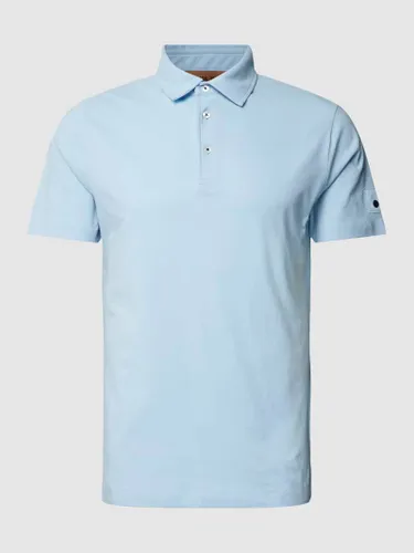 MOS MOSH Poloshirt aus Baumwolle mit Label-Detail Modell 'Forte Peach' in Hellblau