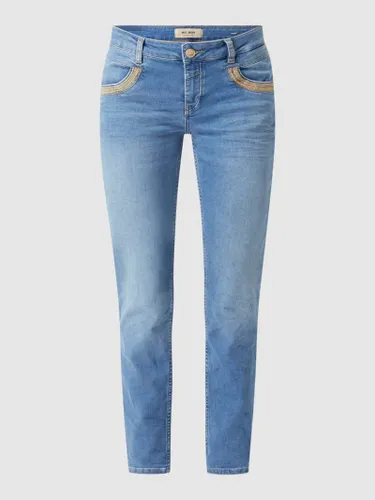 MOS MOSH Straight Fit High Waist Jeans mit Stretch-Anteil Modell 'Stella' in Dunkelblau