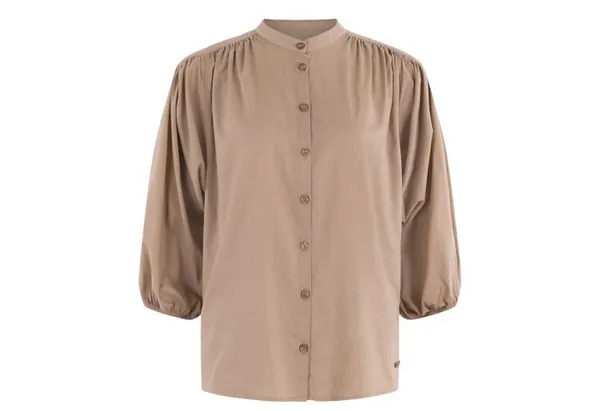 Moscow Design Hemdbluse Jordan Oversize Bluse mit Mao Kragen in Weiß oder Braun