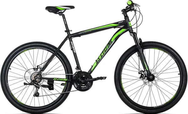 Mountainbike KS CYCLING "Catappa" Fahrräder Gr. 50 cm, 26 Zoll (66,04 cm), schwarz (schwarz, grün) Hardtail