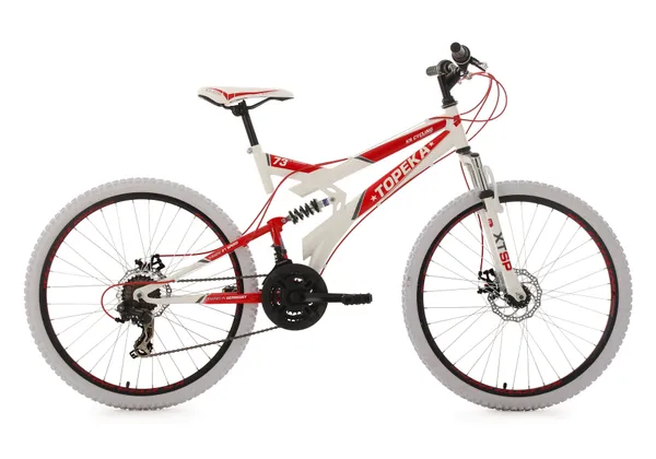 Mountainbike KS CYCLING "Topeka" Fahrräder Gr. 44 cm, 26 Zoll (66,04 cm), rot (weiß, rot) Full Suspension
