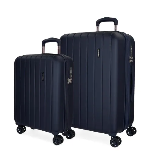 Movom Wood Kofferset Blau 55/70 cms Hartschalen ABS