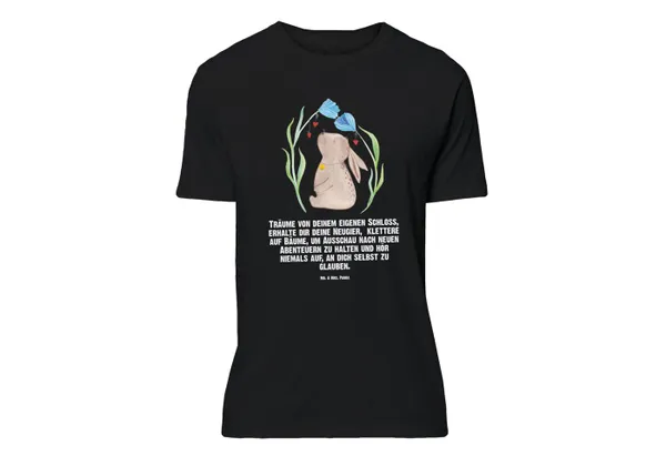 Mr. & Mrs. Panda T-Shirt Hase Blume - Schwarz - Geschenk, Damen, T-Shirt mit Spruch, Geburtsta (1-tlg)