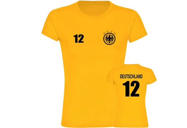 multifanshop T-Shirt Damen Deutschland - Adler Retro Trikot 12 - Frauen