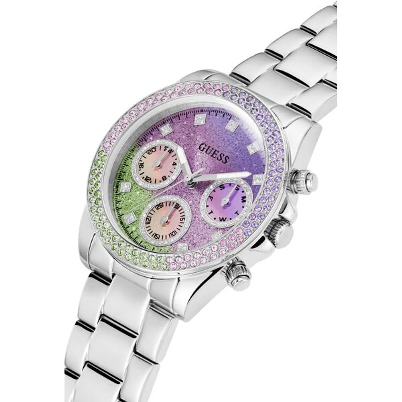 Multifunktionsuhr GUESS "GW0483L1" Armbanduhren silberfarben Damen Quarzuhren