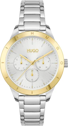 Multifunktionsuhr HUGO "FRIEND, 1540090" Armbanduhren silberfarben Damen Quarzuhren