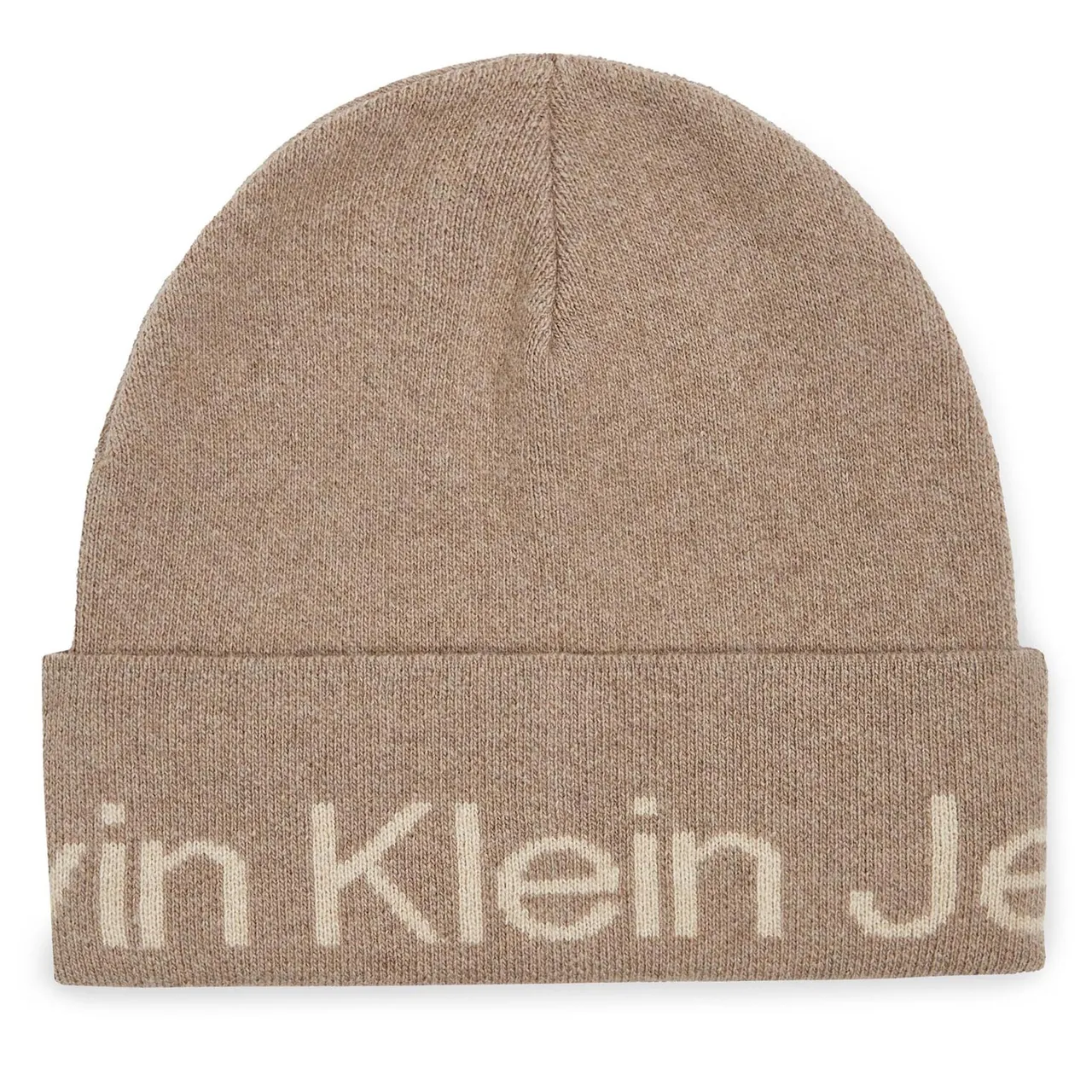 Mütze Calvin Klein Jeans Logo Beanie K60K611271 Plaza Taupe PED