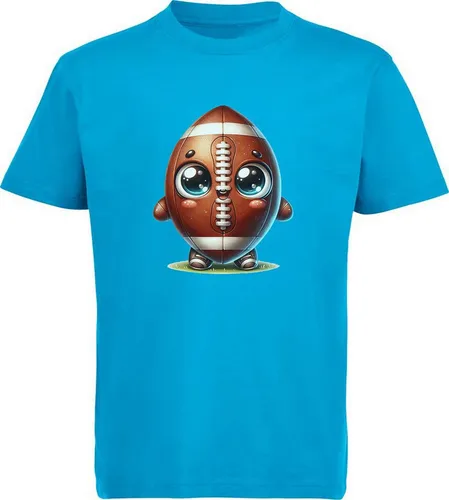 MyDesign24 T-Shirt Kinder Football Print Shirt - Niedlicher American Football mit Augen Bedrucktes Jungen und Mädchen American Football T-Shirt, i491