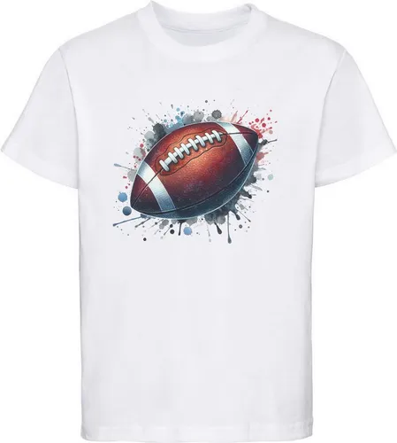 MyDesign24 T-Shirt Kinder Print Shirt American Football Ball in Ölfarben Bedrucktes Jungen und Mädchen American Football T-Shirt, i501