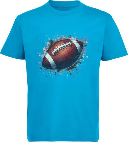 MyDesign24 T-Shirt Kinder Print Shirt American Football Ball in Ölfarben Bedrucktes Jungen und Mädchen American Football T-Shirt, i501