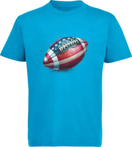 MyDesign24 T-Shirt Kinder Print Shirt USA färbender American Football in Ölfarben Bedrucktes Jungen und Mädchen American Football T-Shirt, i502