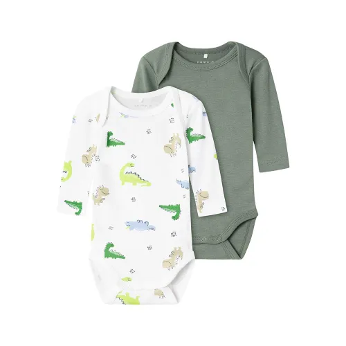 NAME IT Baby - Jungen Nbmbody 2p Ls Wild Lime Dino Noos