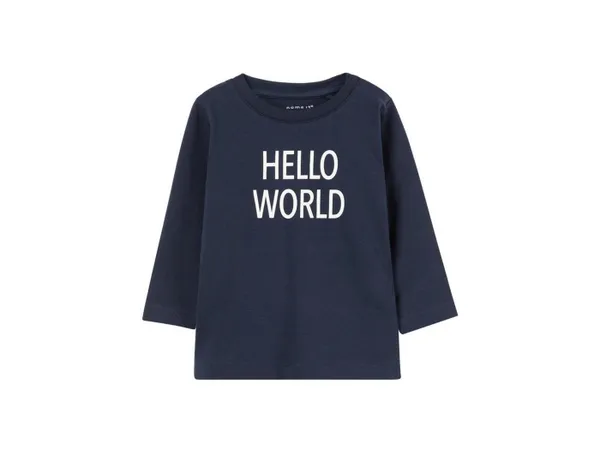 Name It Longsleeve Name It Mädchen Shirt Print "Hello World" blau (1-tlg) sportlicher Schnitt, mit Frontprint