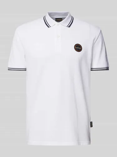 Napapijri Regular Fit Poloshirt mit Label-Badge Modell 'MACAS' in Weiss