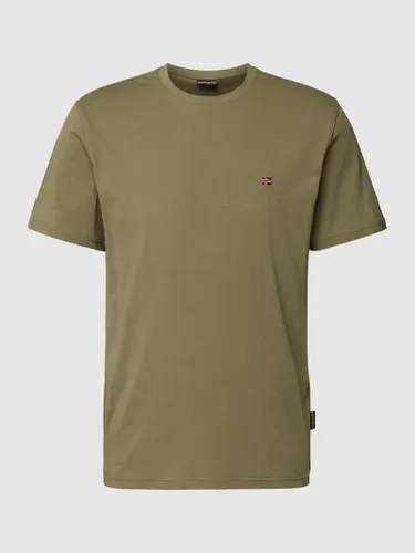 Napapijri T-Shirt mit Label-Stitching Modell 'SALIS' in Oliv
