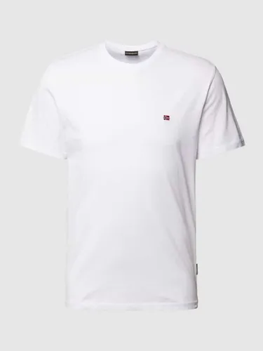 Napapijri T-Shirt mit Label-Stitching Modell 'SALIS' in Weiss