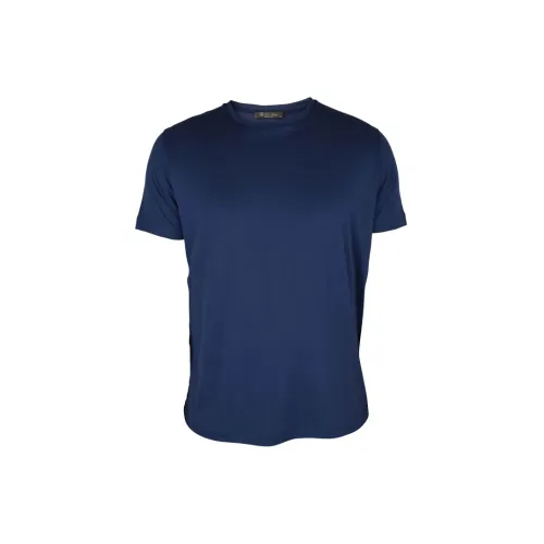 Navyblauer Baumwoll- und Seiden-T-Shirt Loro Piana