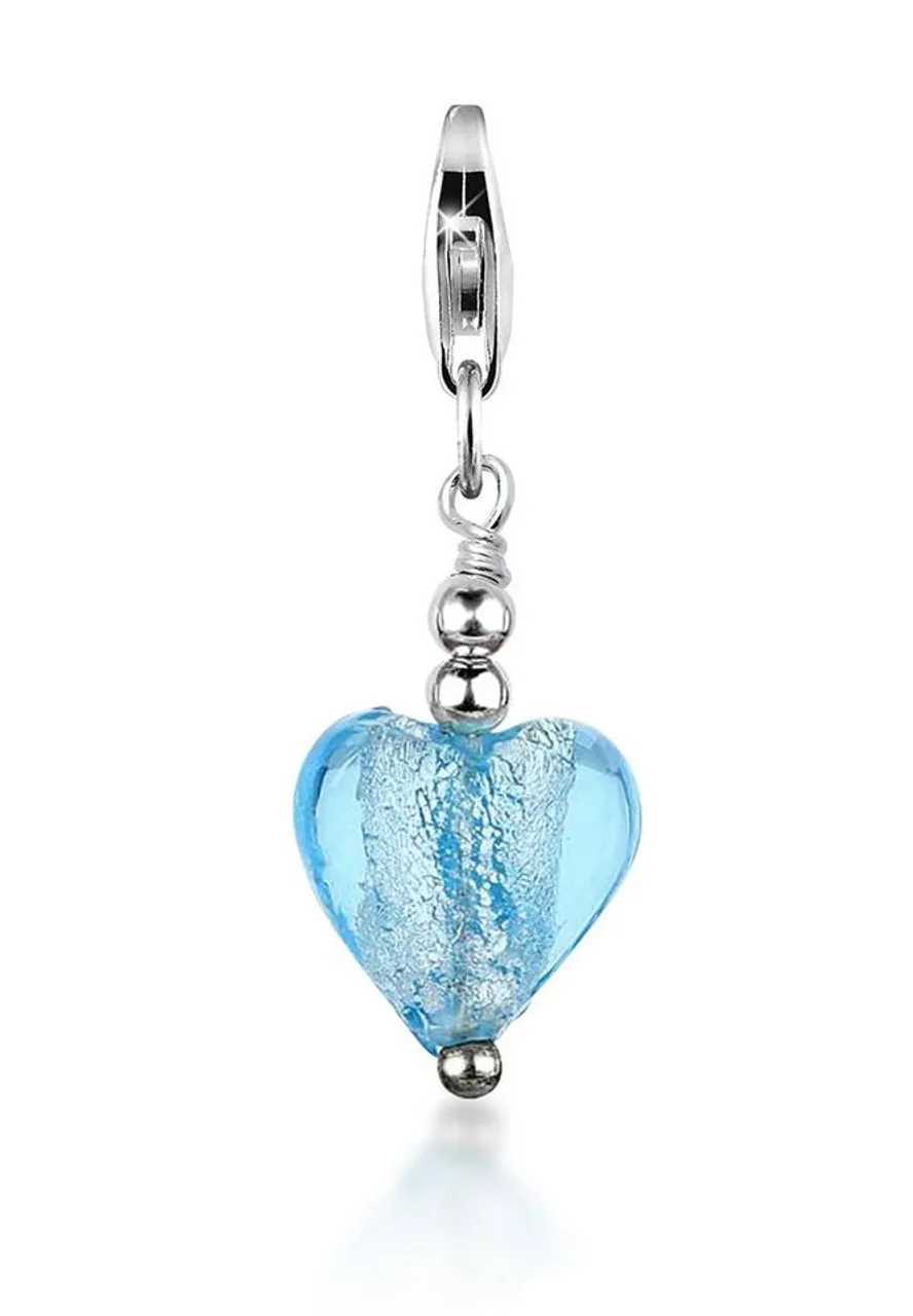 Nenalina Charm-Einhänger Herz-Anhänger Symbol Liebe Muranoglas 925 Silber