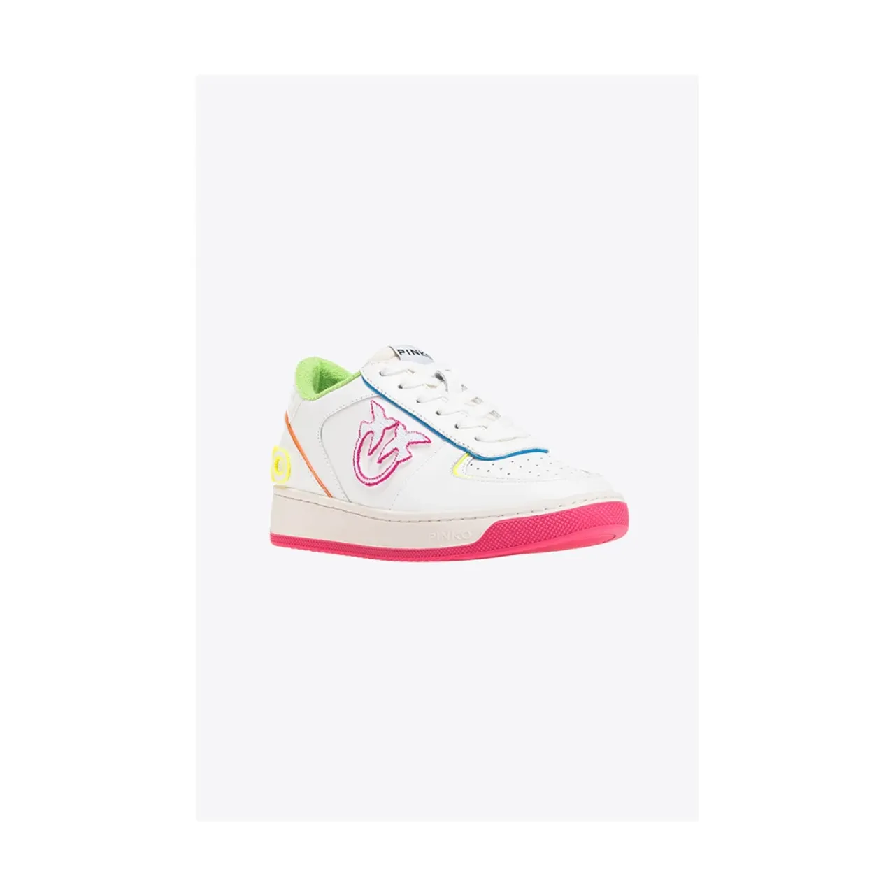 Neon Kontrast Leder Basket Sneakers Pinko