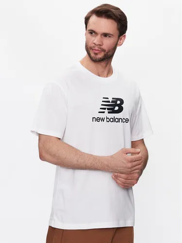 New Balance T-Shirt Essentials Stacked Logo MT31541 Weiß Relaxed Fit
