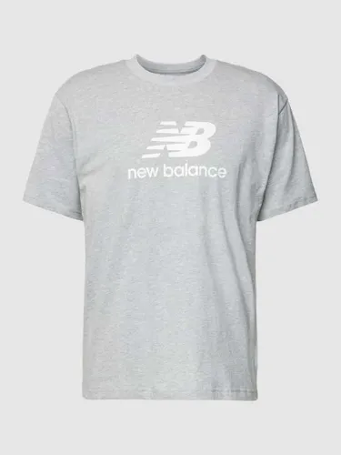 New Balance T-Shirt mit Logo-Print in Hellgrau Melange