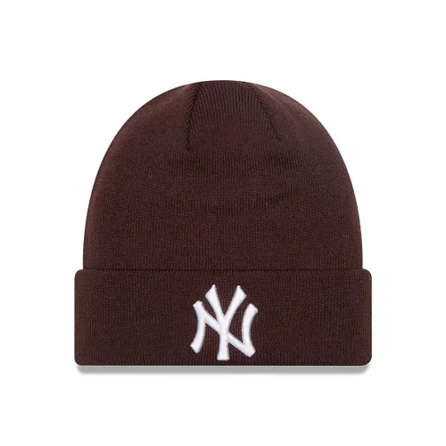 New Era MLB New York Yankees League Essential Beanie, Dark Brown ONE