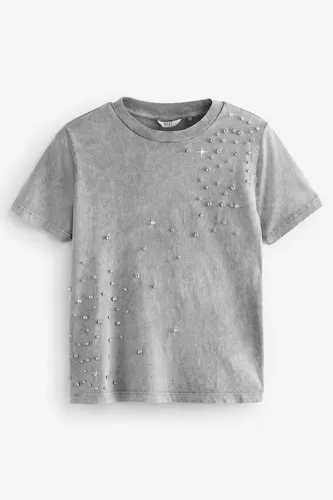 Next T-Shirt Kurzärmliges, gewaschenes Hemd mit Verzierung (1-tlg)