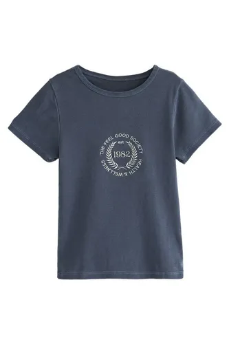 Next T-Shirt Slim Fit Kurzarm-T-Shirt mit Grafikprint (1-tlg)