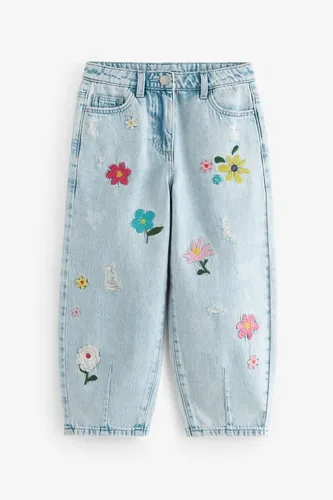 Next Tapered-fit-Jeans Ballonjeans mit Blumenstickereien (1-tlg)