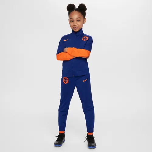 Niederlande Strike Nike Dri-FIT-Fußball-Trainingsanzug aus Strickmaterial für jüngere Kinder - Blau