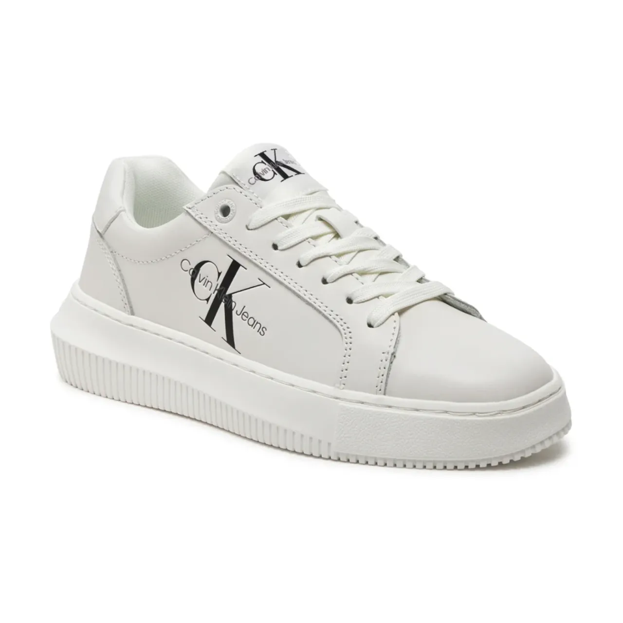 Niedrige Ledersneakers - Weiß Calvin Klein