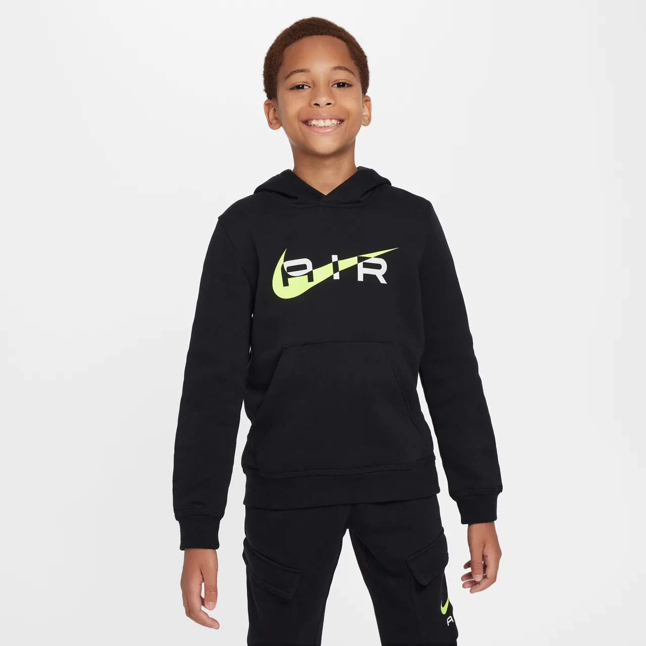 Nike Air Pullover-Fleece-Hoodie für ältere Kinder - Schwarz