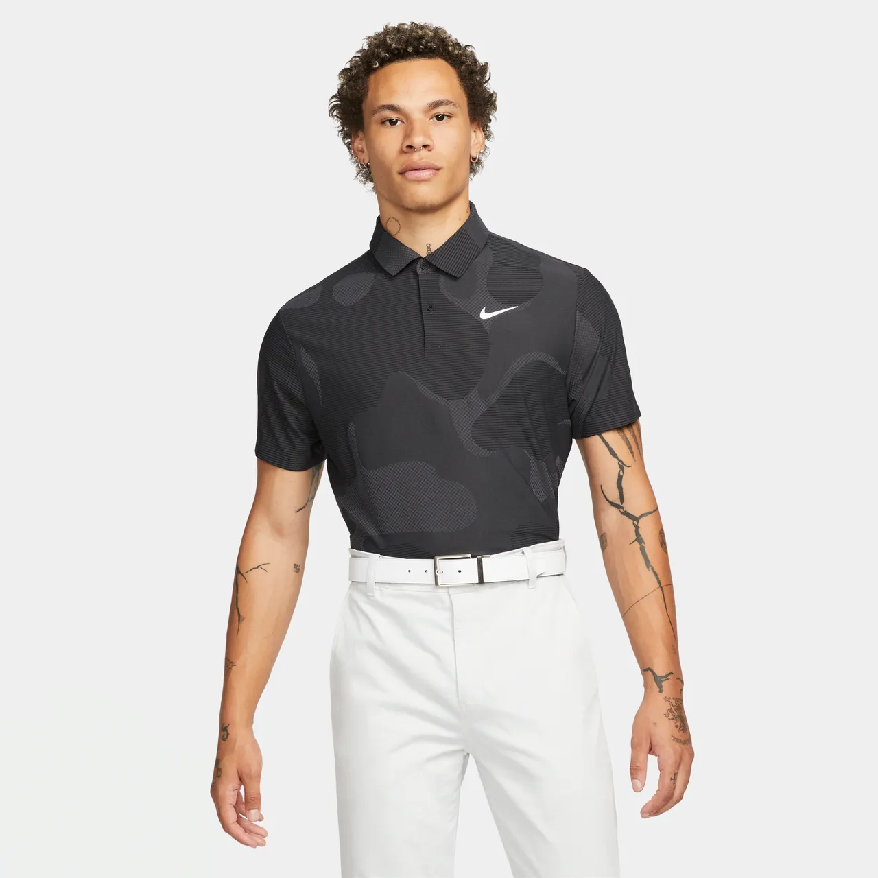 Nike Dri-FIT ADV Tour Camo-Golf-Poloshirt für Herren - Schwarz