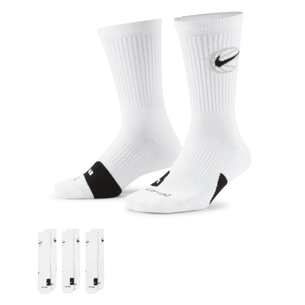 Nike Everyday Crew Basketballsocken (3 Paar) - Weiß