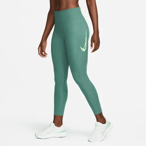 Nike Fast 7/8-Lauf-Leggings mit mittelhohem Bund und Taschen für Damen - Grün