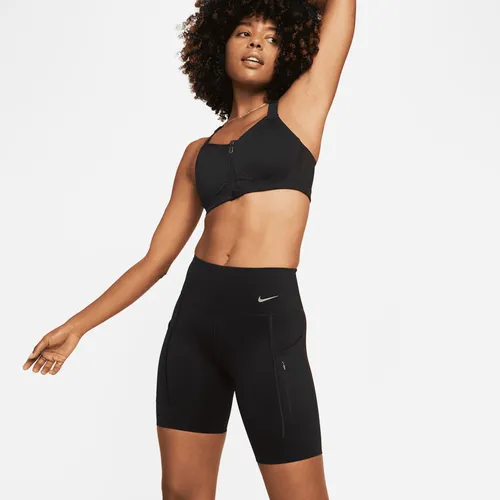 Nike Go Biker-Shorts mit starkem Halt, mittelhohem Bund und Taschen für Damen (ca. 20 cm) - Schwarz
