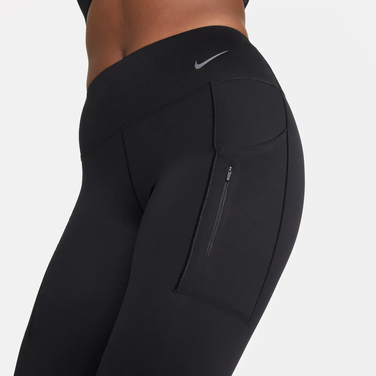 Nike Go Leggings in voller Länge mit starkem Halt, mittelhohem Bund und Taschen für Damen - Schwarz