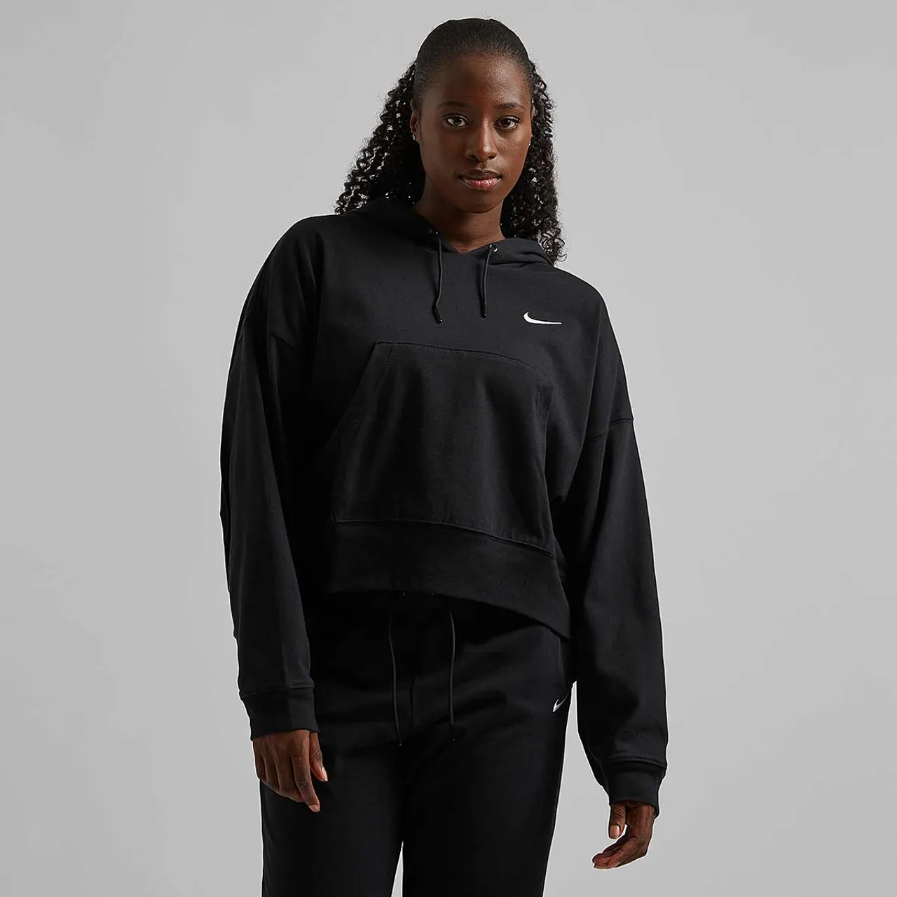 Nike Nsw Jersey Oversized Hoody Womens, Schwarz/weiß XS