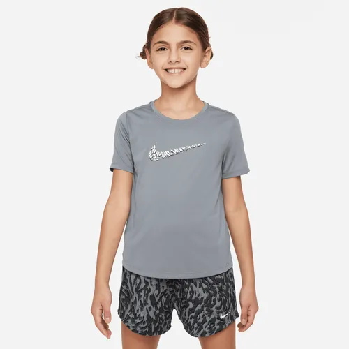 Nike One Kurzarm-Trainingsoberteil für ältere Kinder (Mädchen) - Grau