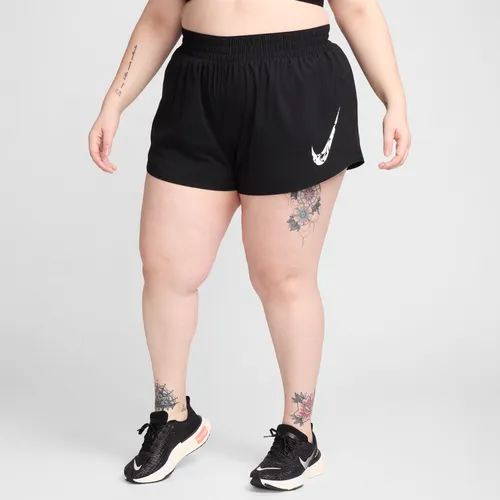 Nike One Swoosh Dri-FIT-Laufshorts mit mittelhohem Bund und Futter für Damen (große Größen) - Schwarz
