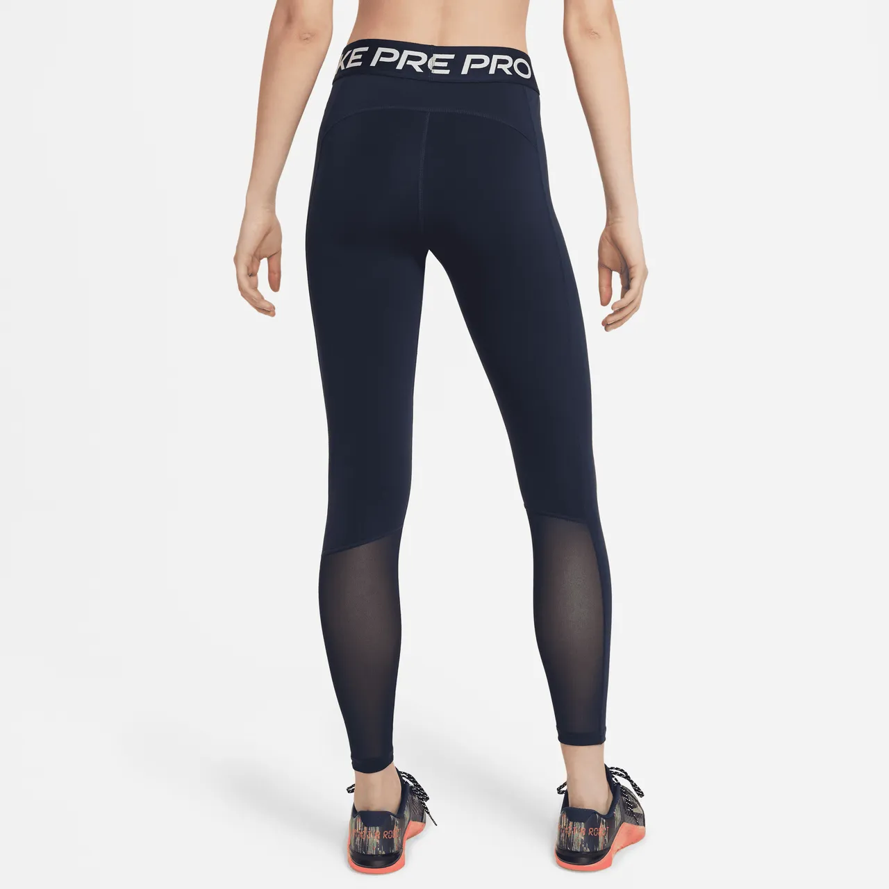 Nike Pro Leggings mit mittelhohem Bund und Mesh-Einsatz für Damen - Blau