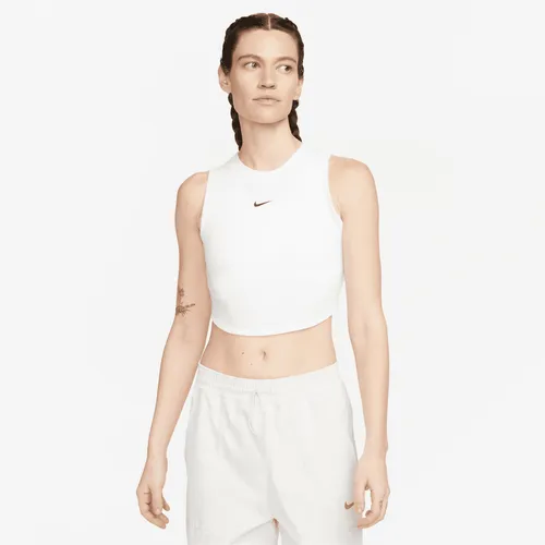 Nike Sportswear Chill Knit enges, kurz geschnittenes Mini-Rib-Tanktop für Damen - Weiß