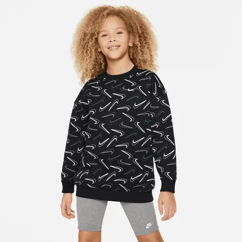 Nike Sportswear Club Fleece Oversize-Sweatshirt mit Rundhalsausschnitt für ältere Kinder (Mädchen) - Schwarz