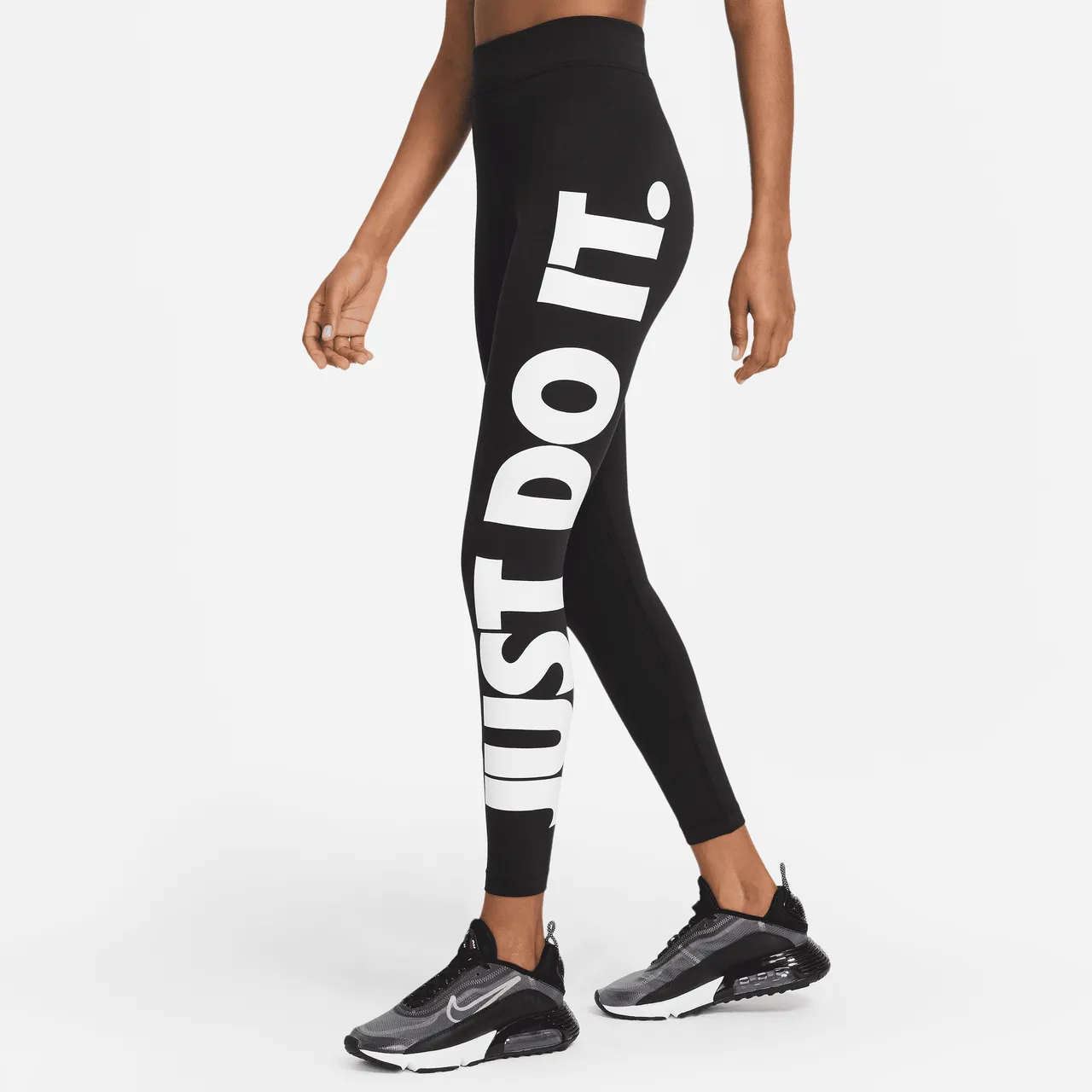 Nike Sportswear Essential Leggings mit hohem Bund und Grafik für Damen - Schwarz