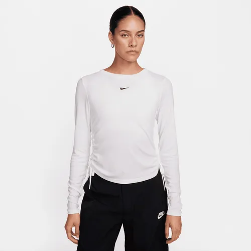 Nike Sportswear Essential Mod-Crop-Longsleeve mit durchgehendem Reißverschluss für Damen - Weiß