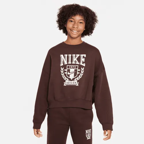 Nike Sportswear Fleece-Sweatshirt in Oversize mit Rundhalsausschnitt für ältere Kinder (Mädchen) - Braun