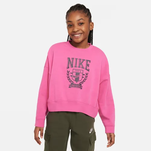 Nike Sportswear Fleece-Sweatshirt in Oversize mit Rundhalsausschnitt für ältere Kinder (Mädchen) - Rot